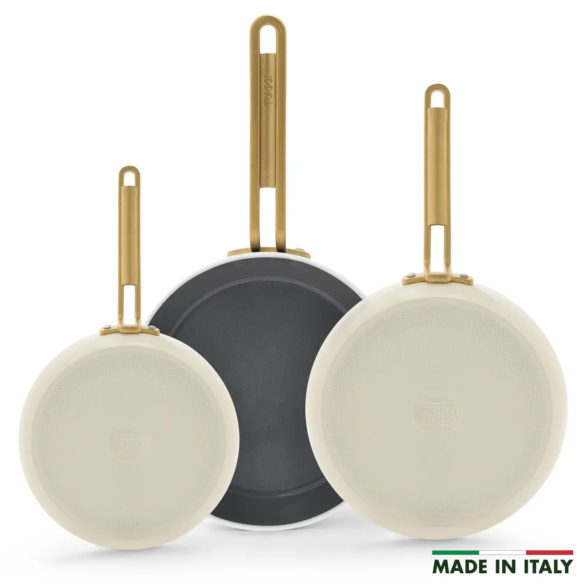 Stanley Tucci™ Ceramic Nonstick 8", 10" And 12" Frypan Set | Carrara White 1