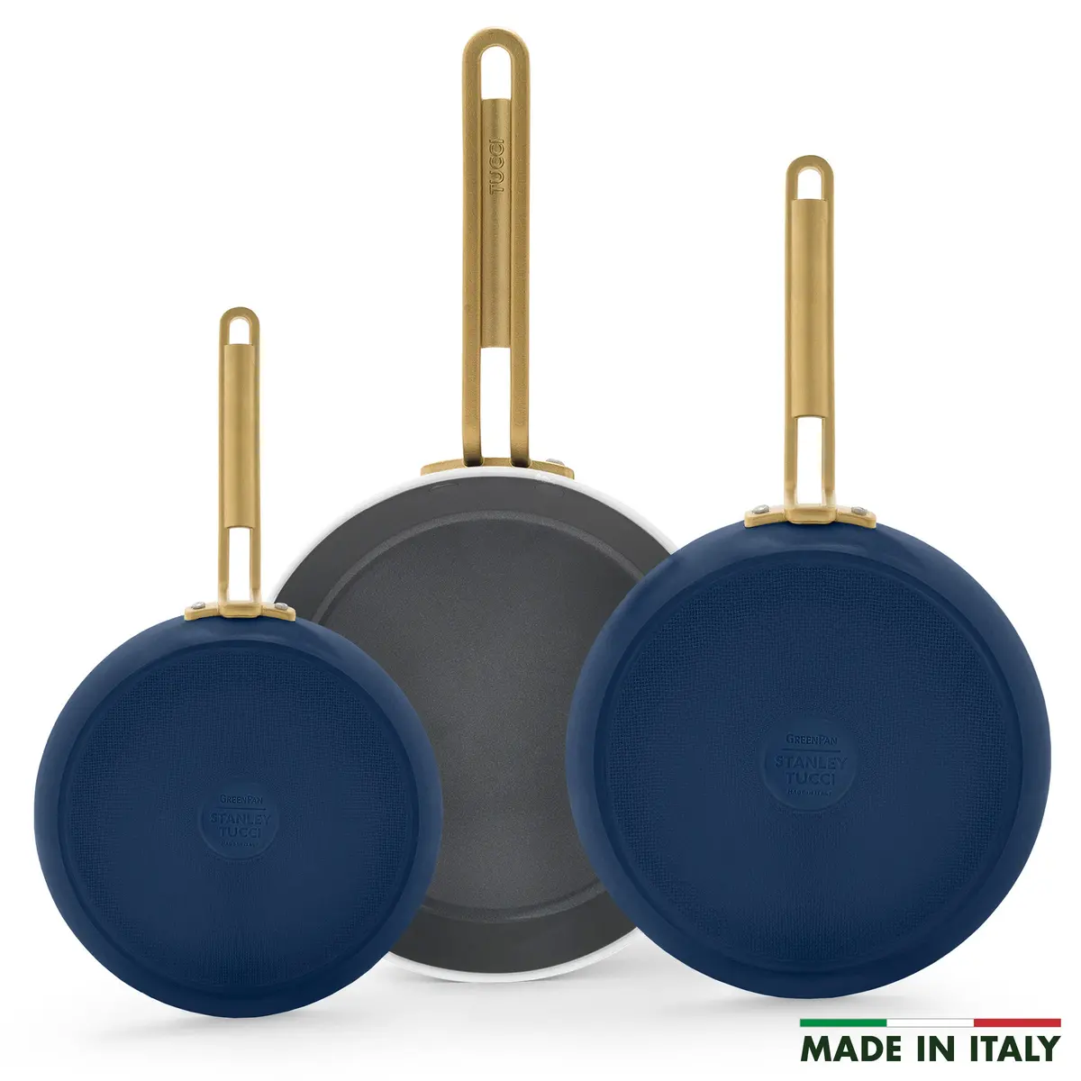 Stanley Tucci™ Ceramic Nonstick 8", 10" And 12" Frypan Set | Marino Blue 1