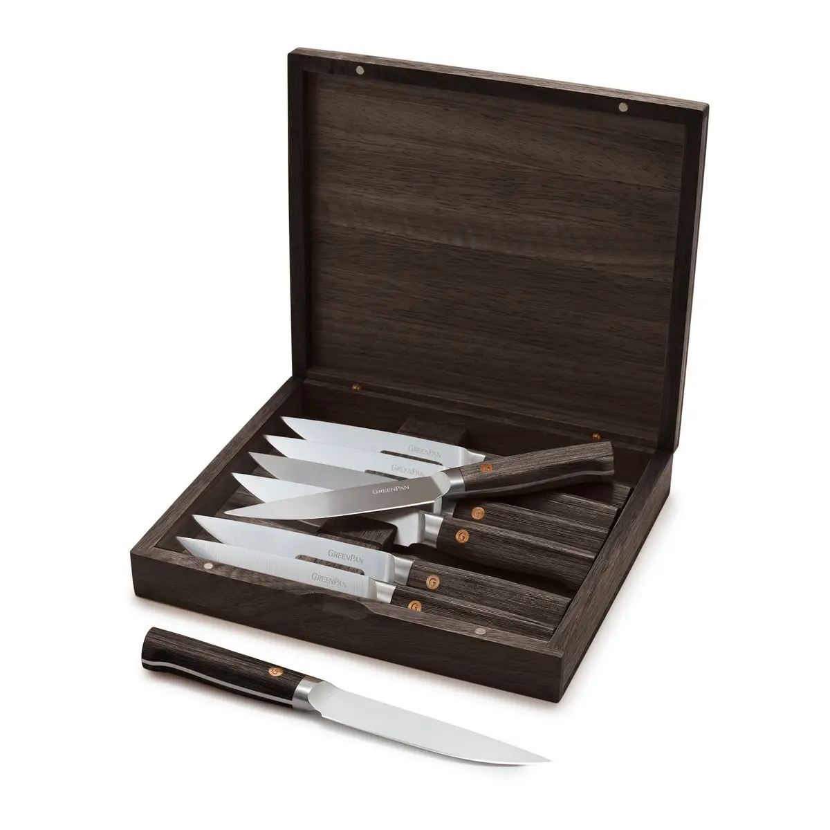 Elite Cutlery 8-Piece Steak Knife Set With Dark-Wood Handles 1