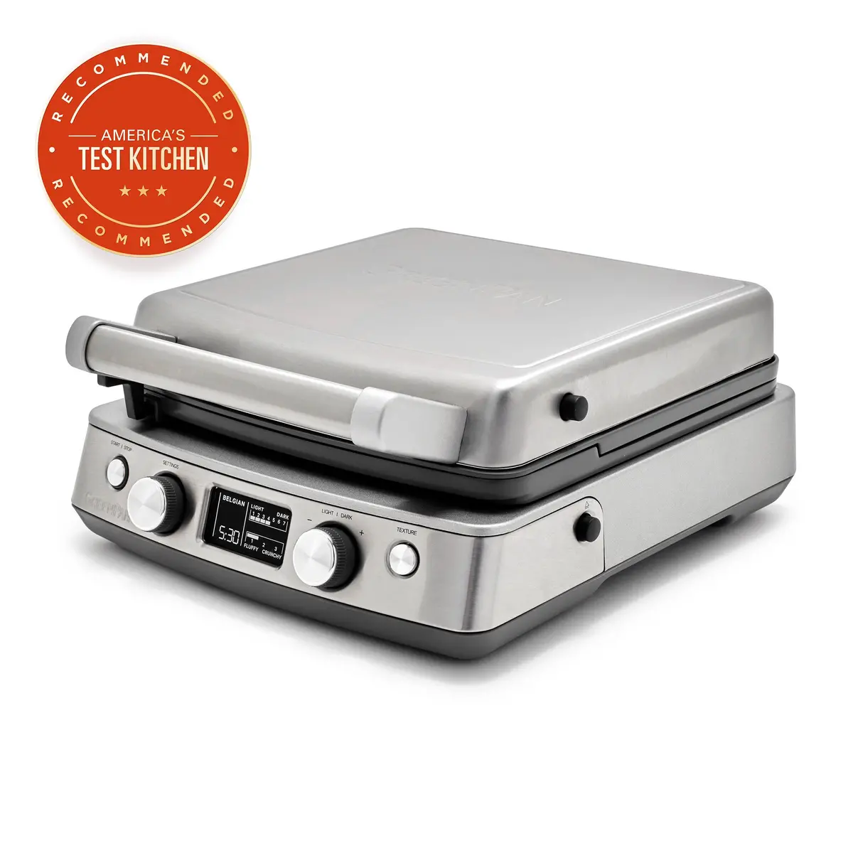 Elite Ceramic Nonstick 4-Square Waffle Maker | Premiere Stainless Steel 1