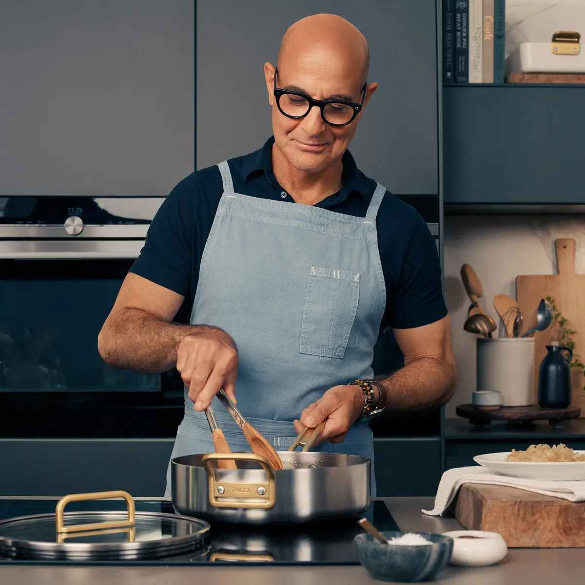 Stanley Tucci™ Stainless Steel Ceramic Nonstick 2-Quart Saucepan With Lid | Champagne Handles 2