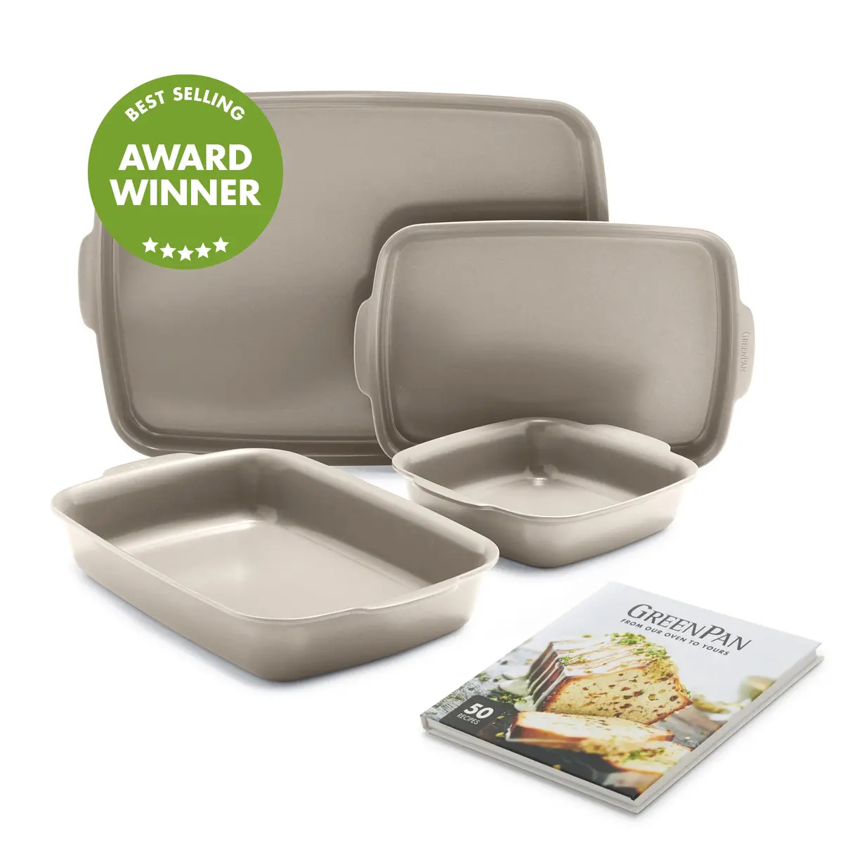 Premiere Ovenware Ceramic Nonstick 4-Piece Set | Taupe 1