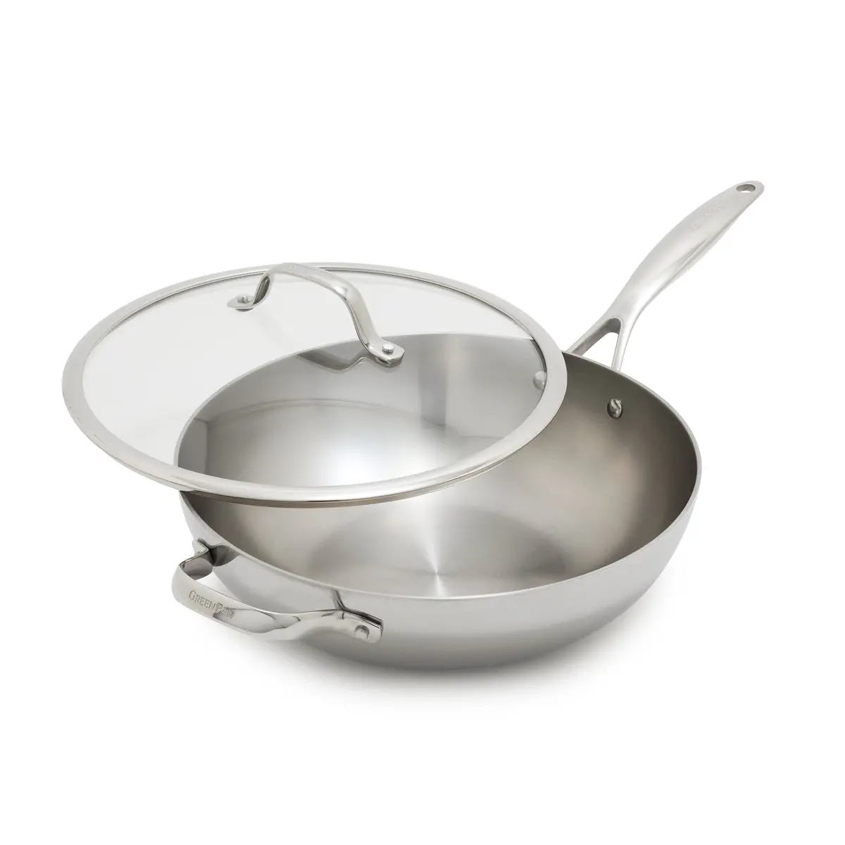 Valencia Pro Stainless Steel Uncoated 12" Wok With Lid 1