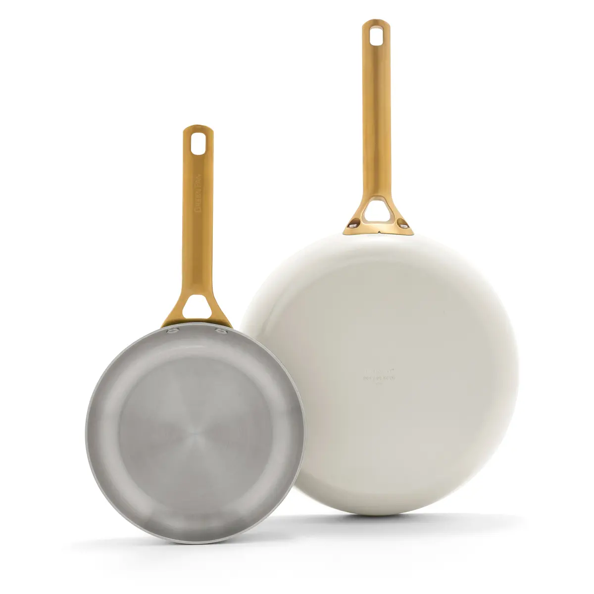 Reserve Pro Uncoated Stainless Steel 10" And 12" Frypan Set | Cream 1