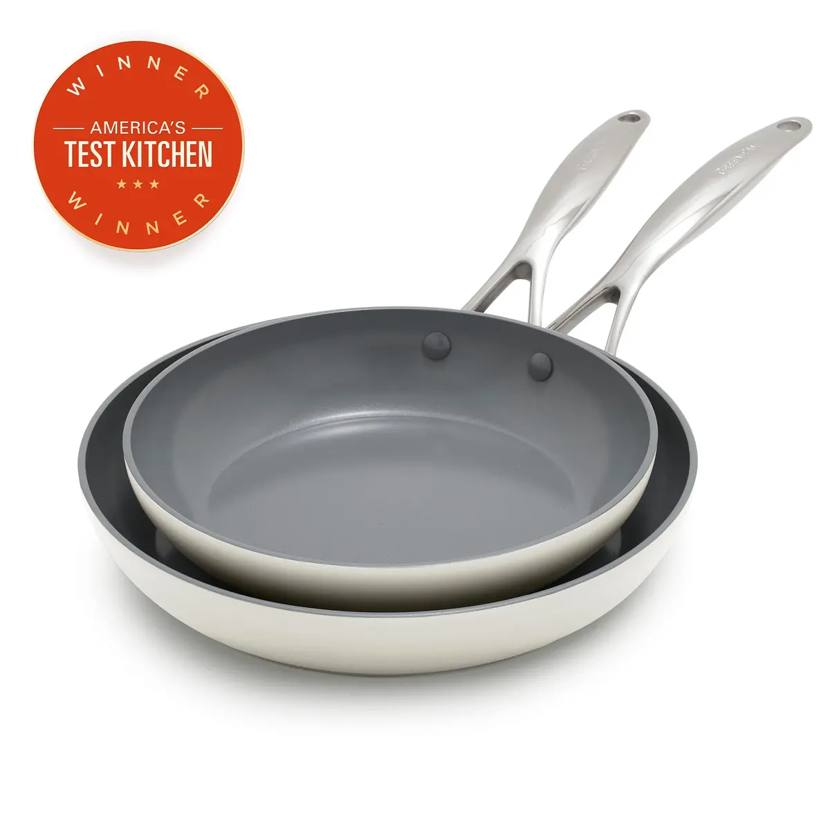 Valencia Pro Ceramic Nonstick 9.5" And 11" Frypan Set | Cream 1