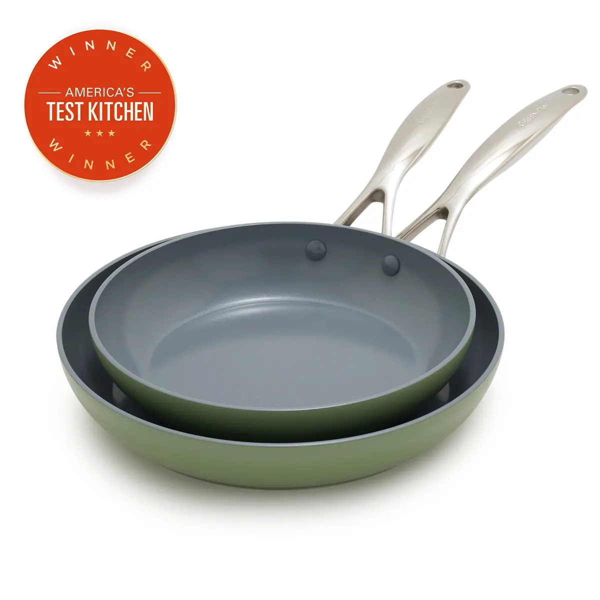 Valencia Pro Ceramic Nonstick 9.5" And 11" Frypan Set | Sage 1