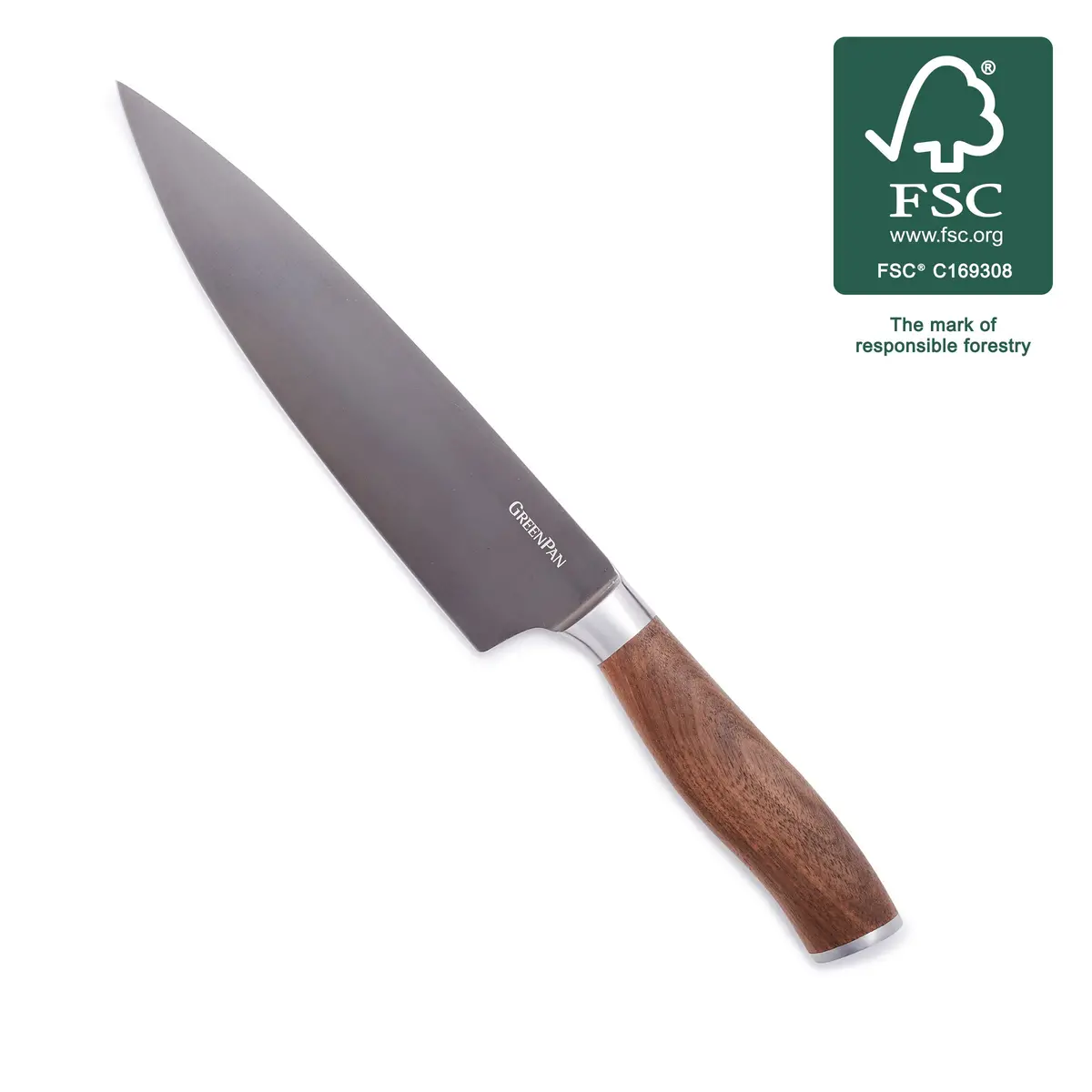 Premiere Titanium Cutlery 8" Chef's Knife With Walnut Handle 1