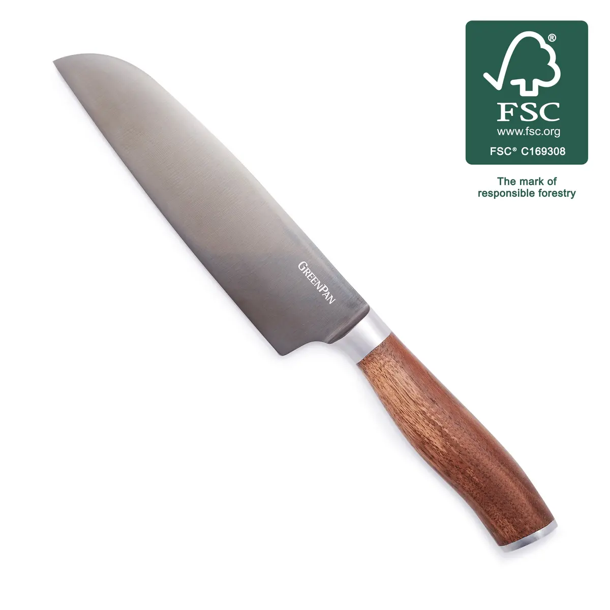 Premiere Titanium Cutlery 7" Santoku Knife With Walnut Handle 1
