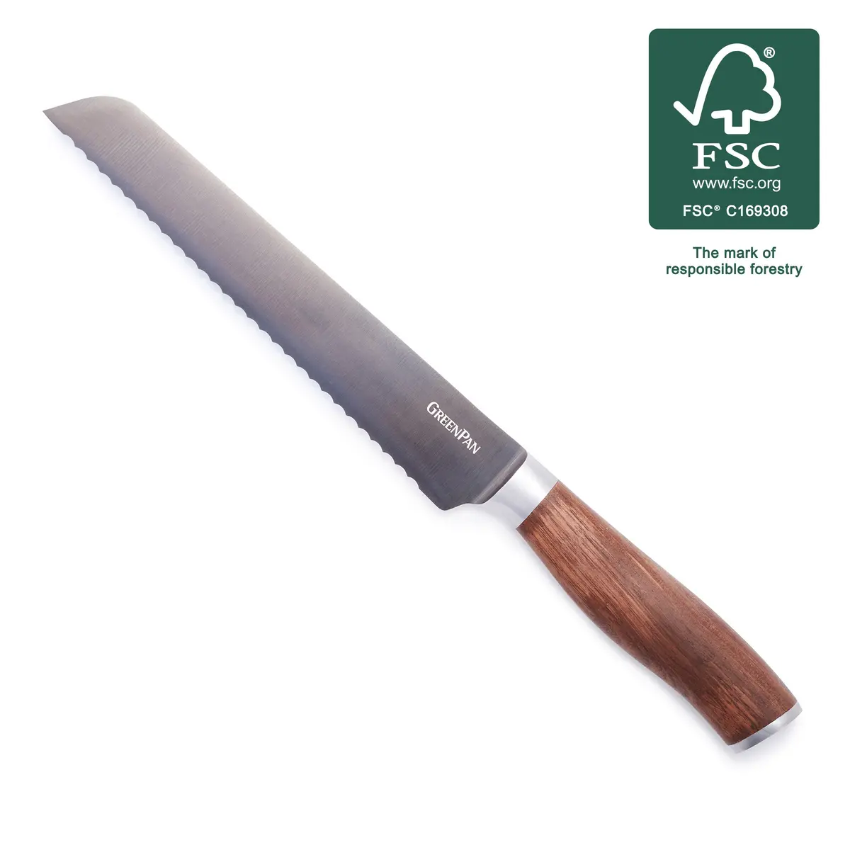 Premiere Titanium Cutlery 8" Bread Knife With Walnut Handle 1