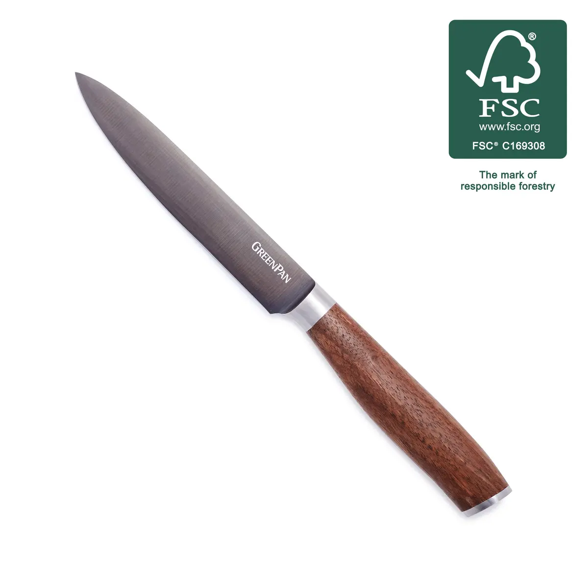 Premiere Titanium Cutlery 5" Utility Knife With Walnut Handle 1
