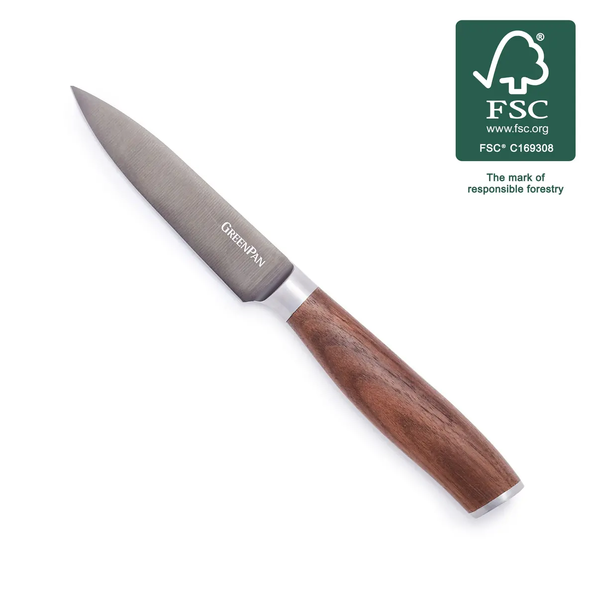 Premiere Titanium Cutlery 4" Paring Knife With Walnut Handle 1