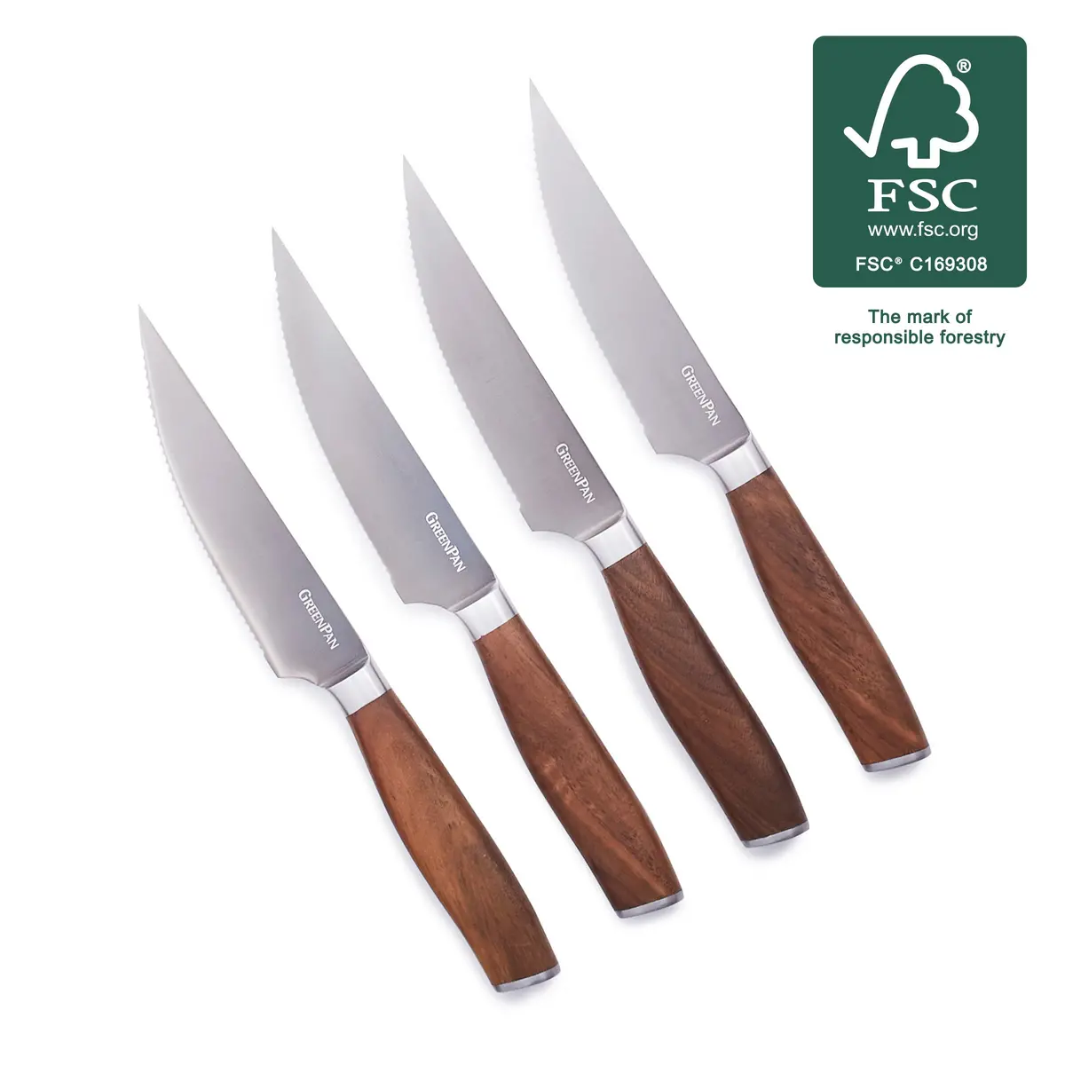 Premiere Titanium Cutlery 4-Piece Steak Knife Set With Walnut Handles 1