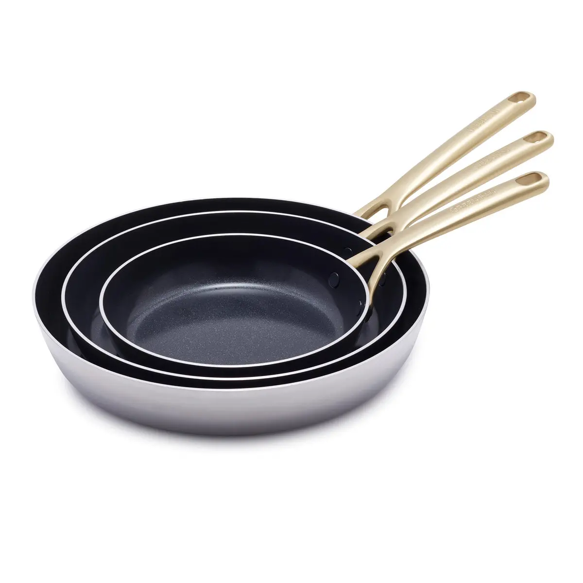 Gp5 Stainless Steel 8", 10" And 12" Frypan Set | Champagne Handles 1