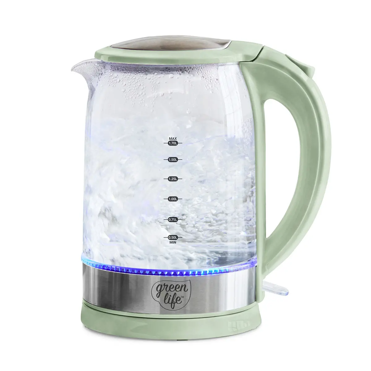 Greenlife Qwik & Ez Glass Kettle | Sage Green 1