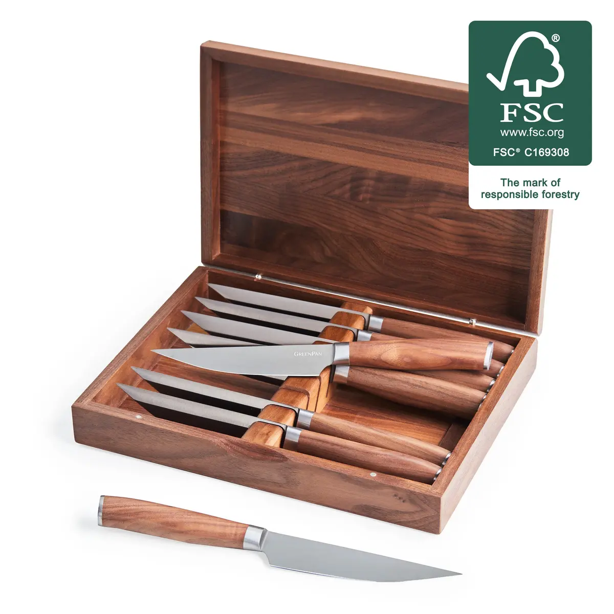 Premiere Titanium Cutlery 8-Piece Steak Knife Set With Walnut Handles 1