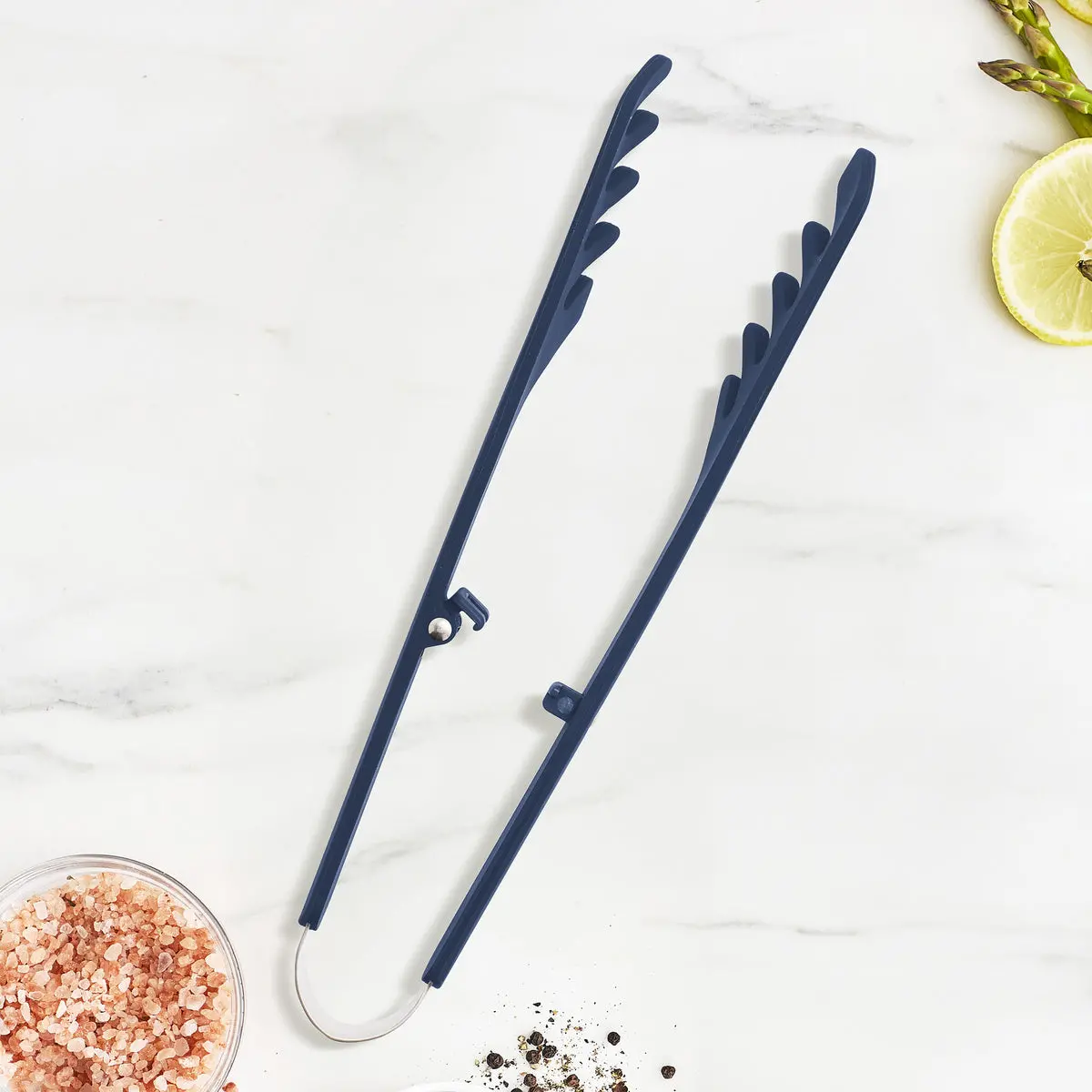 Platinum Silicone Pasta Tongs | Navy 2