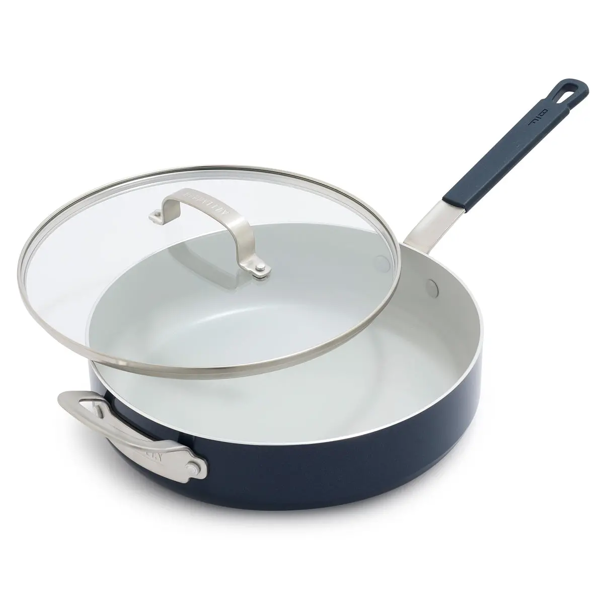 Bobby Flay By Greenpan Professional Ceramic Nonstick 4.5-Quart Sauté Pan With Lid | Oxford Blue 1