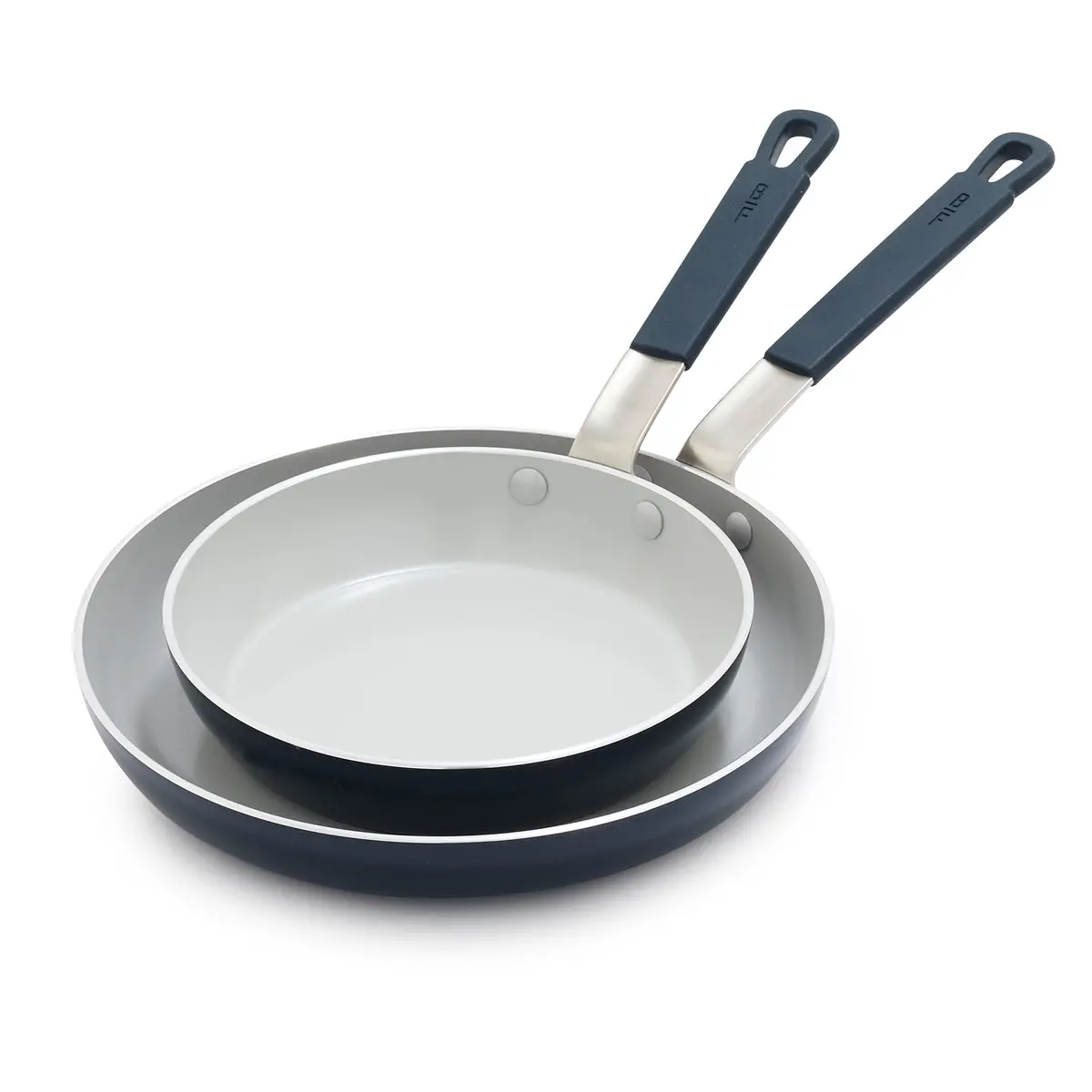 Bobby Flay By Greenpan Professional Ceramic Nonstick 8" And 10" Frypan Set | Oxford Blue 1