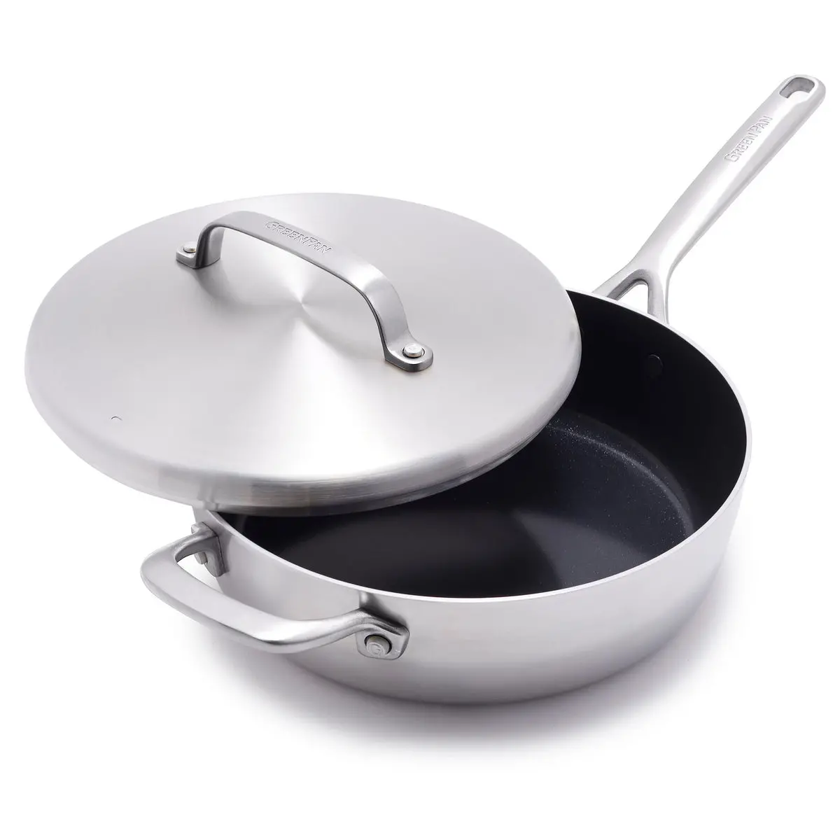 Gp5 Stainless Steel 4-Quart Sauté Pan With Lid And Helper Handle | Mirror Handles 1