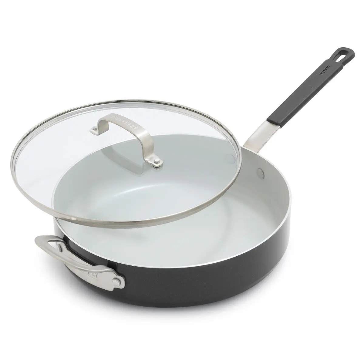 Bobby Flay By Greenpan Professional Ceramic Nonstick 4.5-Quart Sauté Pan With Lid | Graphite 1