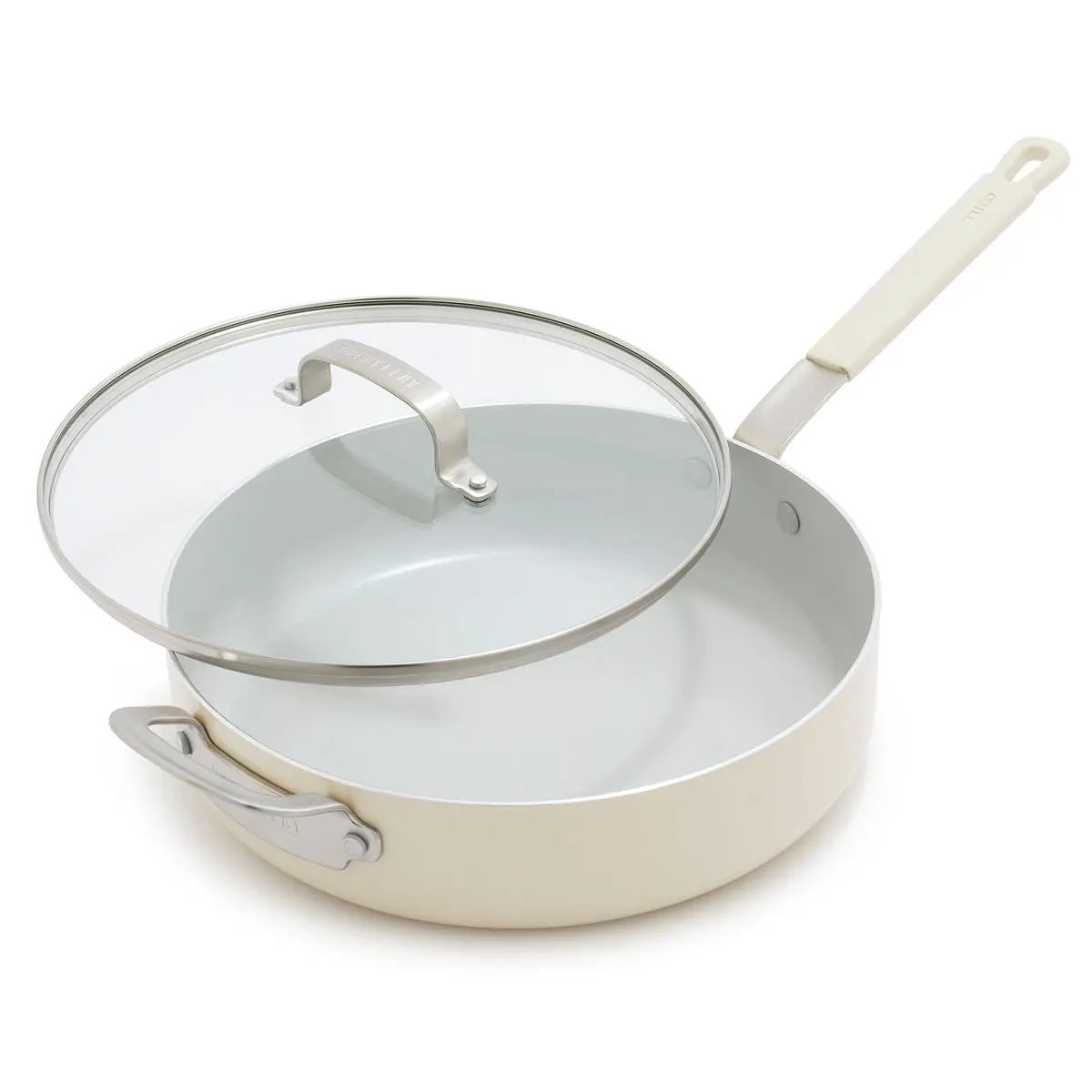Bobby Flay By Greenpan Professional Ceramic Nonstick 4.5-Quart Sauté Pan With Lid | Cream 1