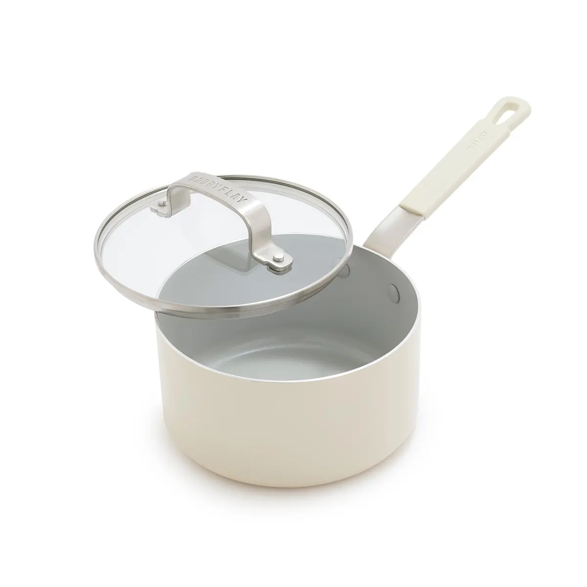 Bobby Flay By Greenpan Professional Ceramic Nonstick 1.6-Quart Saucepan With Lid | Cream 1