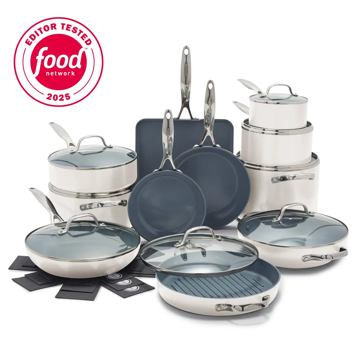 Valencia Pro Ceramic Nonstick 19-Piece Cookware Set | Cream 1