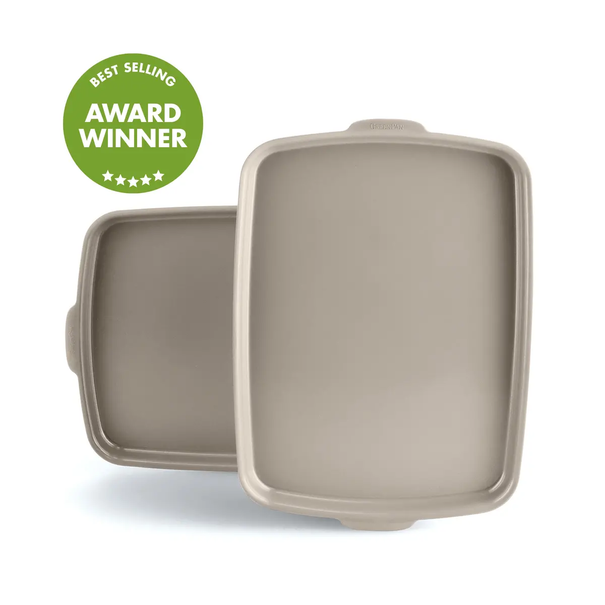 Premiere Ovenware Ceramic Nonstick 13" X 9" Quarter Sheet Pan Set | Taupe 1