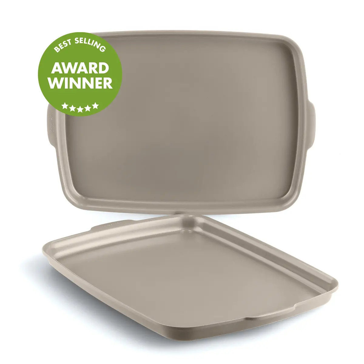 Premiere Ovenware Ceramic Nonstick 18" X 13" Half Sheet Pan Set | Taupe 1