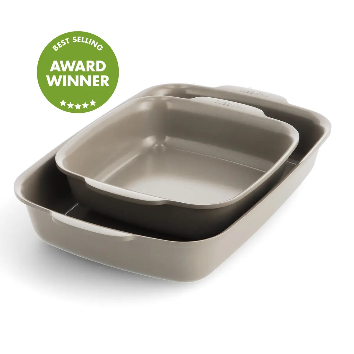 Premiere Ovenware Ceramic Nonstick 2-Piece Cake Pan Set | Taupe 1