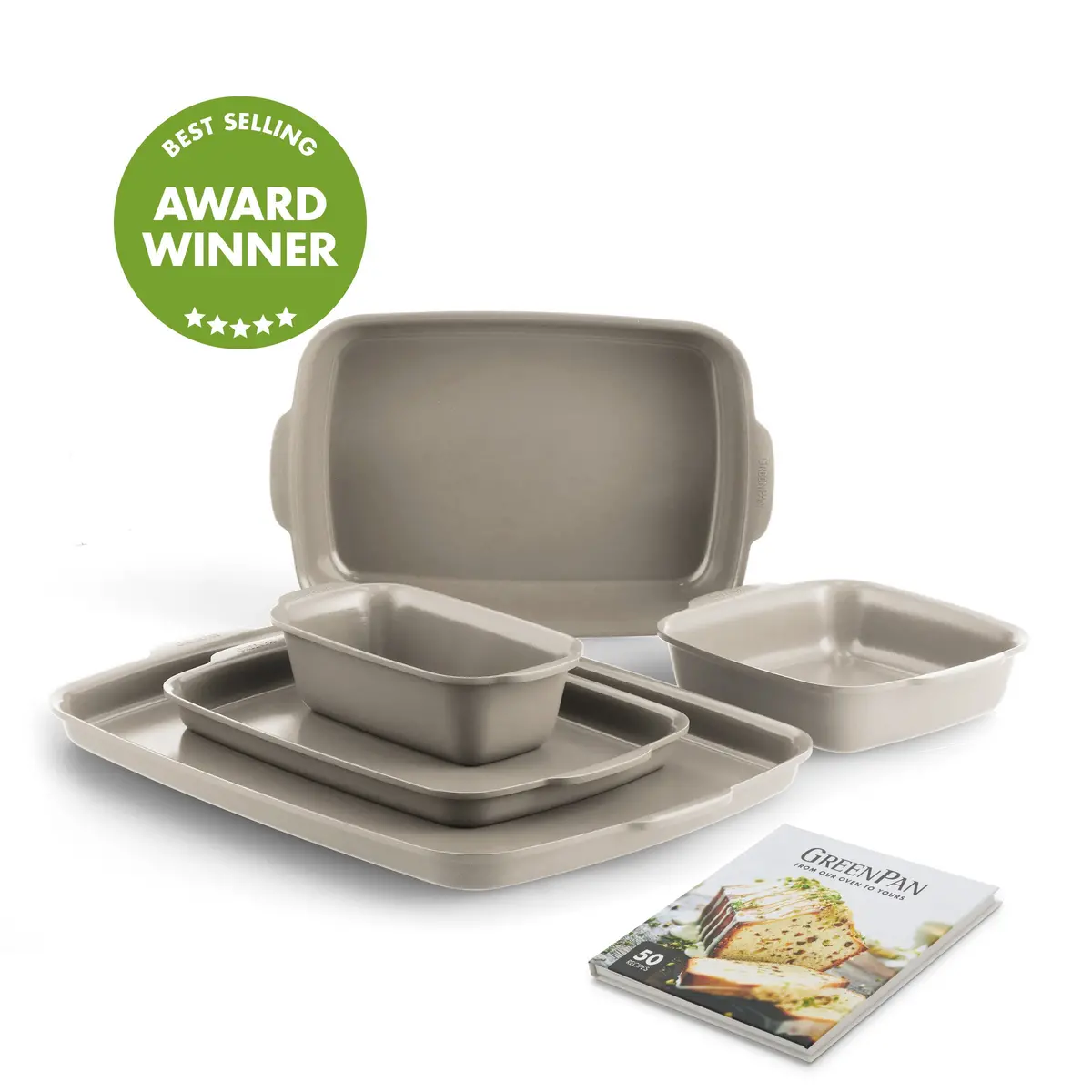 Premiere Ovenware Ceramic Nonstick 5-Piece Set | Taupe 1