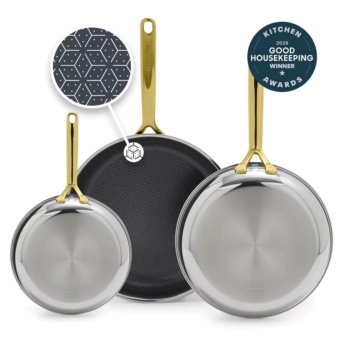 Spectra Gold Thermobond Hybrid Ceramic Nonstick 8", 10" And 12" Frypan Set 1