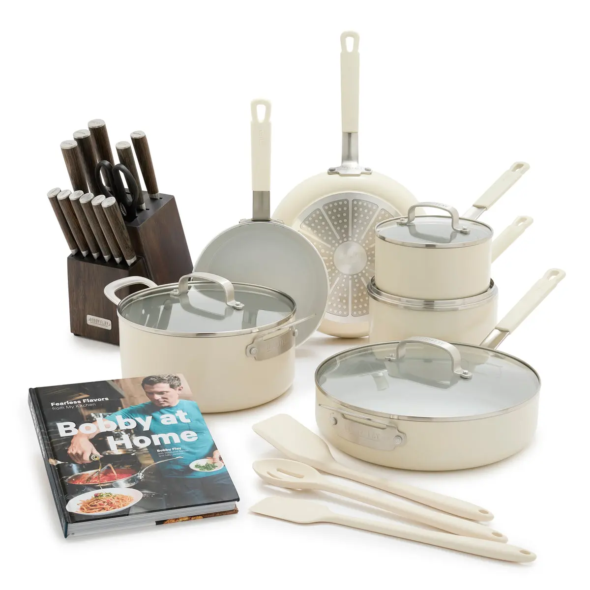 Bobby Flay By Greenpan Ultimate Set With Bobby At Home Cookbook | Cream 1