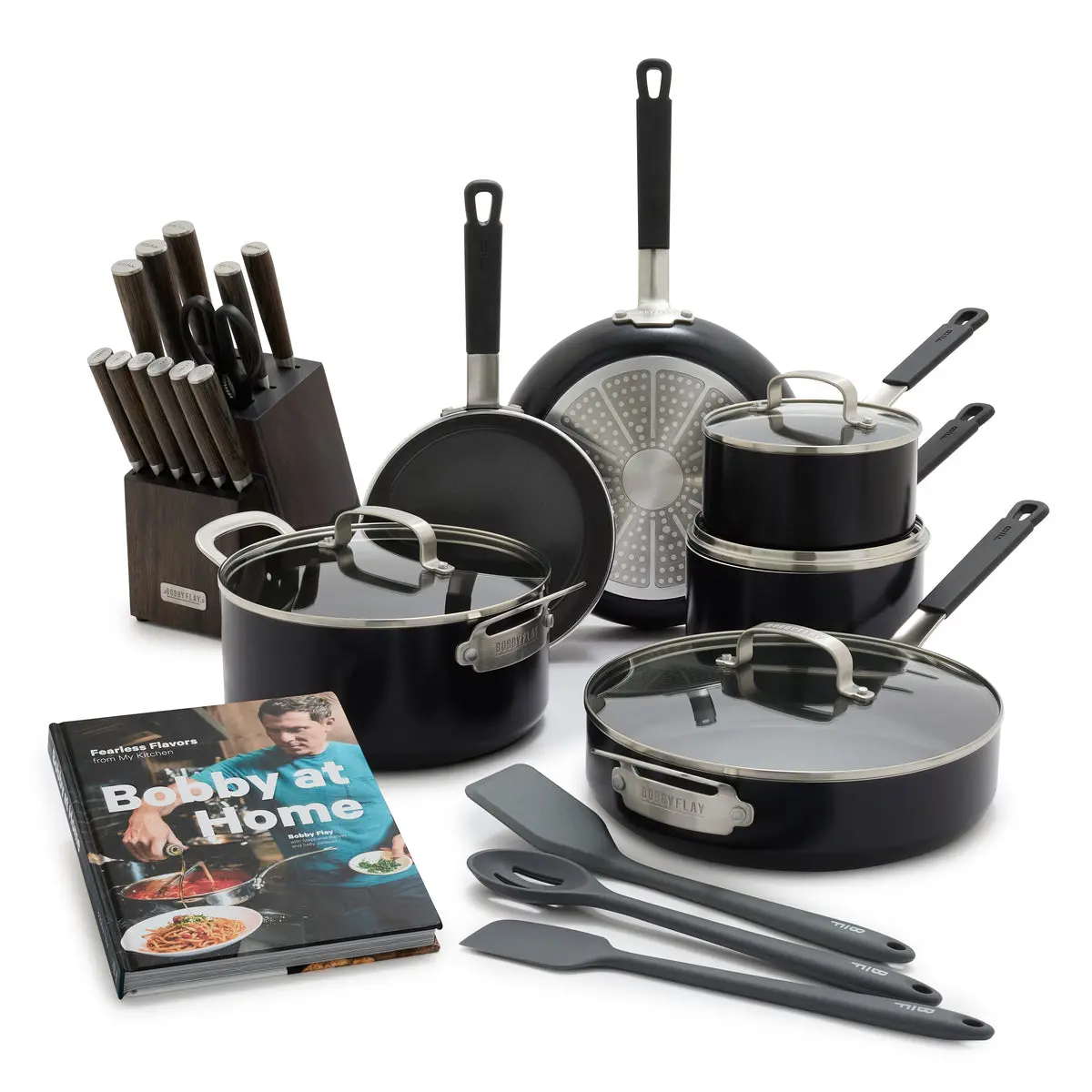 Bobby Flay By Greenpan Ultimate Set With Bobby At Home Cookbook | Black 1