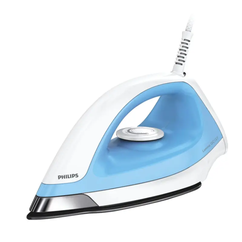 Philips 1100 Watt Blue And White Dry Iron With Black American Heritage Soleplate Coating - Gc157/02 1