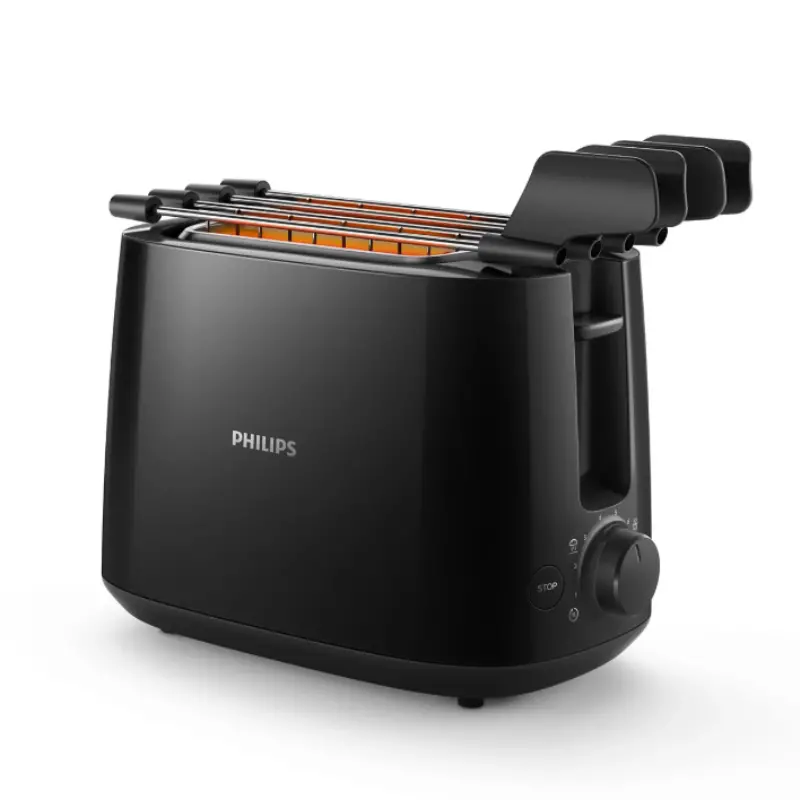 Philips 600 Watts 2-Slice Toaster With Integrated Bun Rack Black - Hd2583/90 - Emp 1