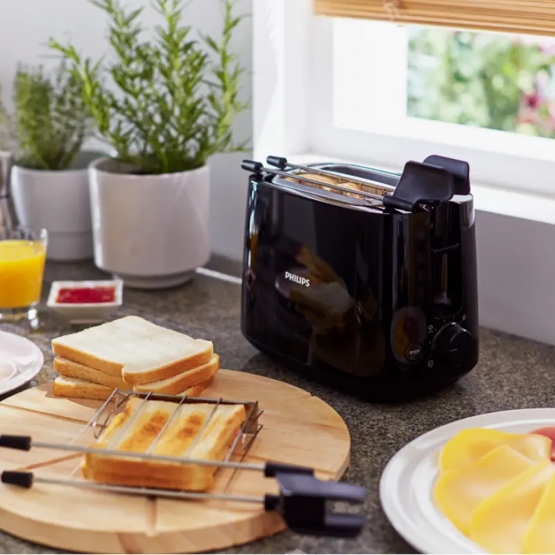 Philips 600 Watts 2-Slice Toaster With Integrated Bun Rack Black - Hd2583/90 - Emp 2