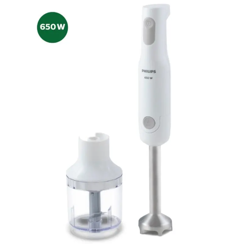 Refurbishedâ Philips 650W White Hand Blender With Detachable Steel Rod And Compact Chopper - Hl1600/02 1