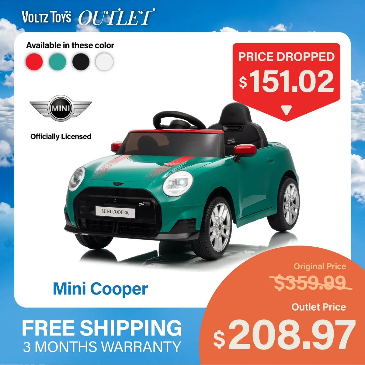 Licensed Mini Cooper Ride On Car For Kids, 12V Electric Battery Powered Vehicle With Remote Control, Led Lights, Mp3 Player & Transport Wheels, Gift For Boys & Girls Ages 3+ 1