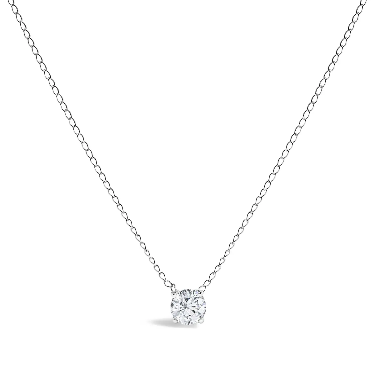 14K White Gold Floating 1/2 Cttw Lab Grown Diamond Solitaire Pendant Necklace - 18" Inches 1