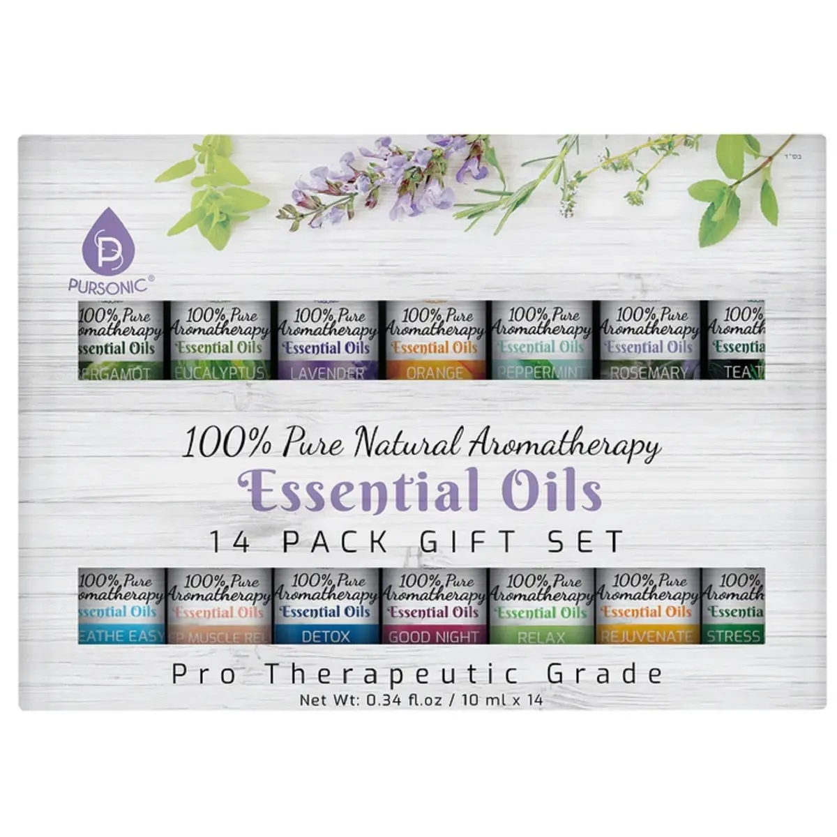Pursonic 14 Pack Of 100% Pure Essential Aromatherapy Oils 1