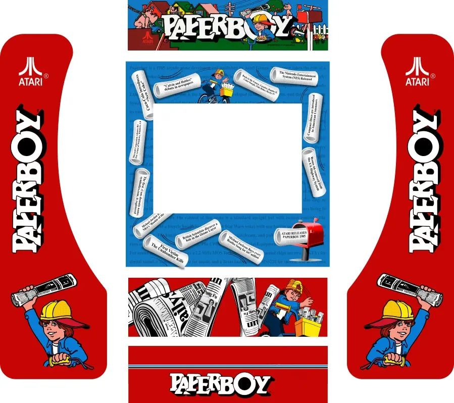 Paperboy Arcade1up Partycade Decal Kit 1