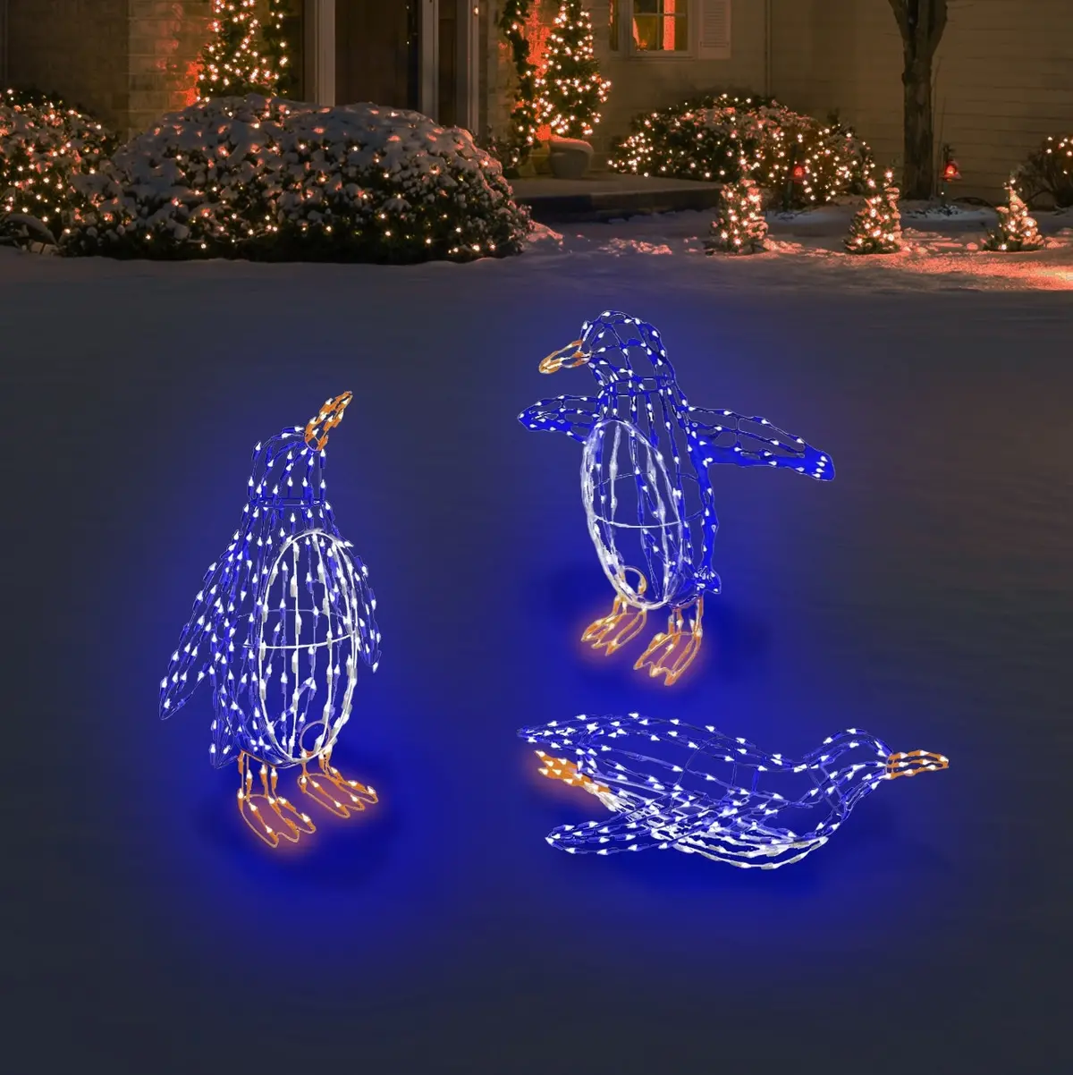 Happy Twinkling Led Penguin Outdoor Wire Decorations Bundle (3-Pack) 1