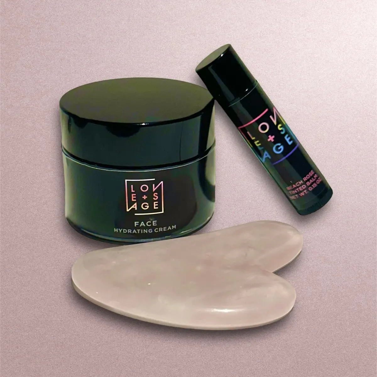 Essentials Gift Bundle! One Cream, One Lip Balm And Rose Quartz Gua Sha Tool 1