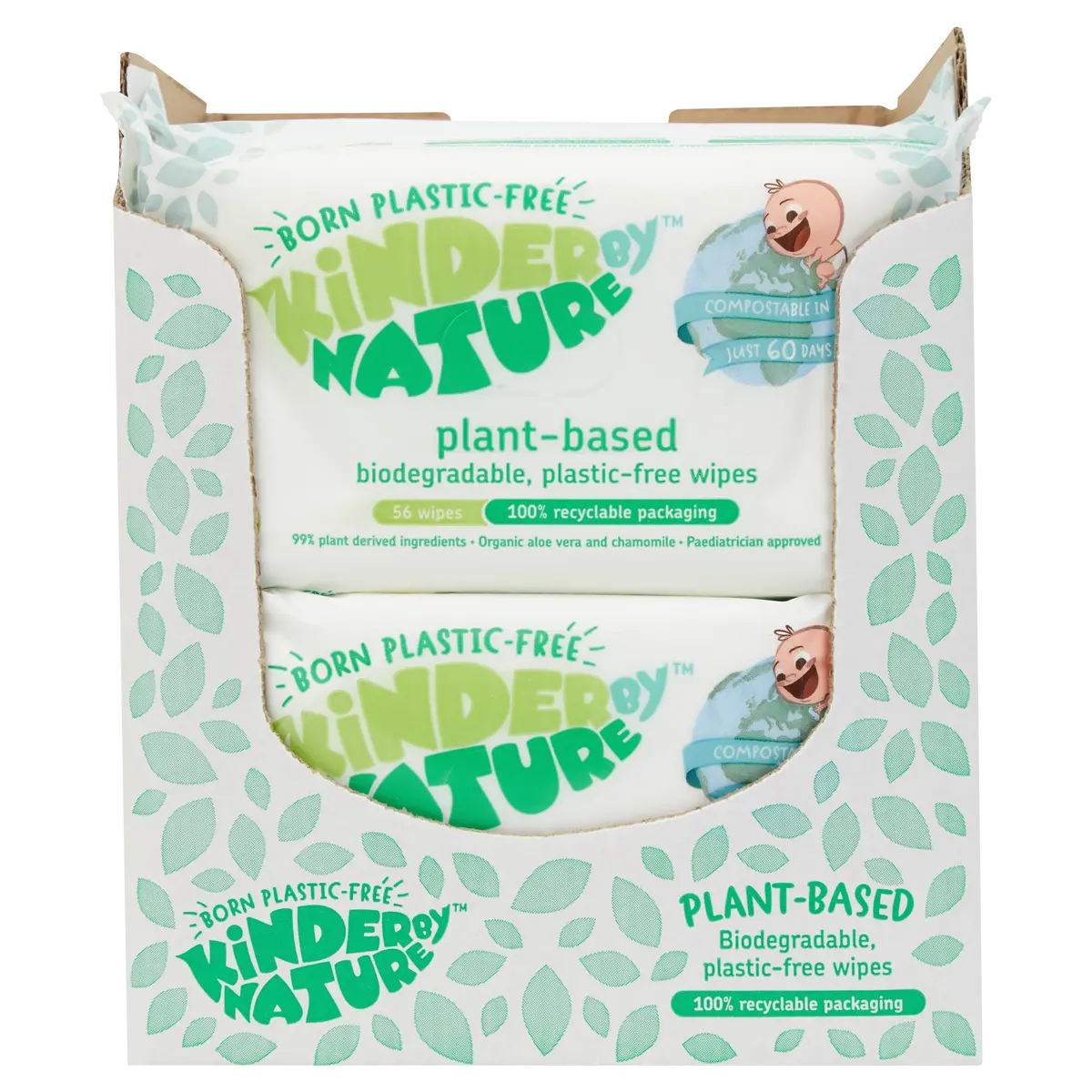 Kinder By Nature 100% Biodegradable Plant-Based Baby Wipes - 672 Count (12 Packs Of 56 Wipes) 1
