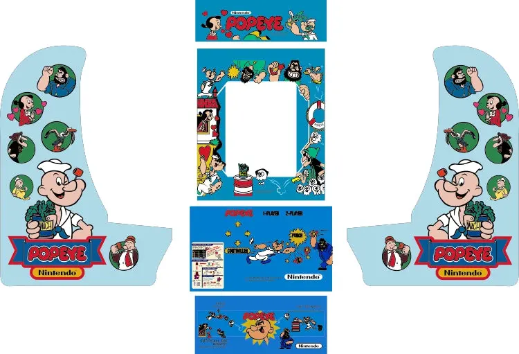 Arcade1up Popeye Countercade Decal Kit 1