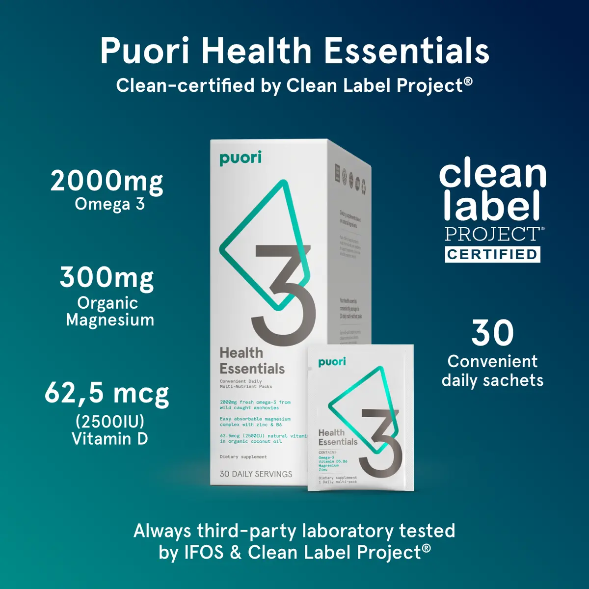 Puori P3 - Health Essentials Sachets (O3, M3, D3) 2