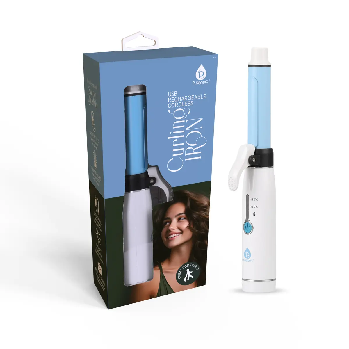 Pursonic Usb Rechargeable Cordless Curling Iron 1