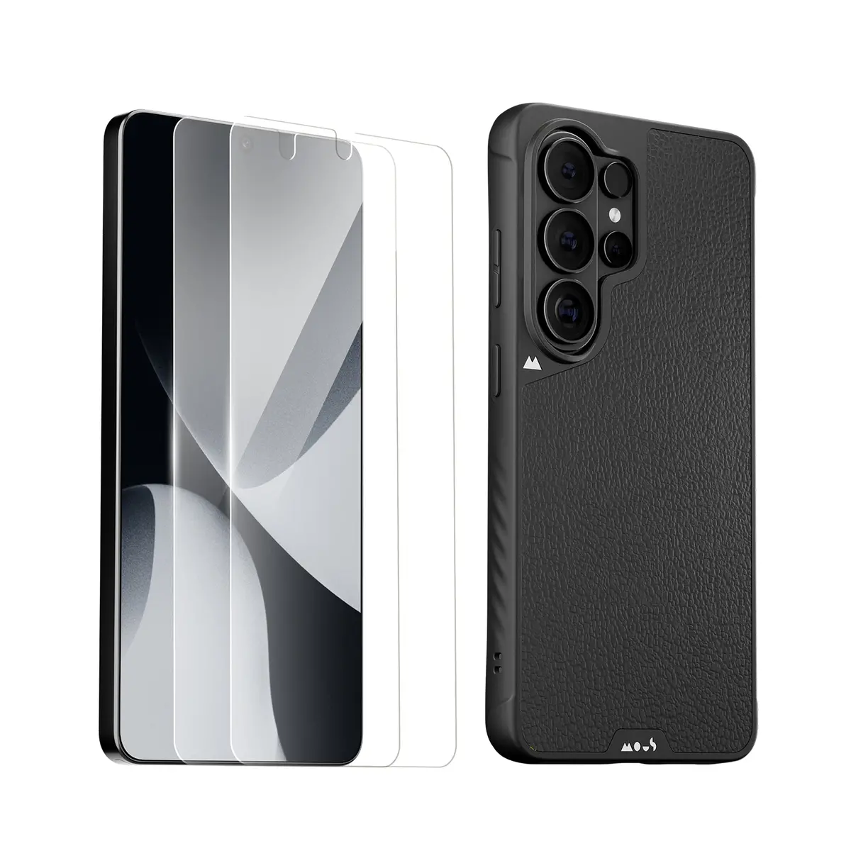Black Leather Protective Case And Screen Protector - Samsung Essentials Kit 1