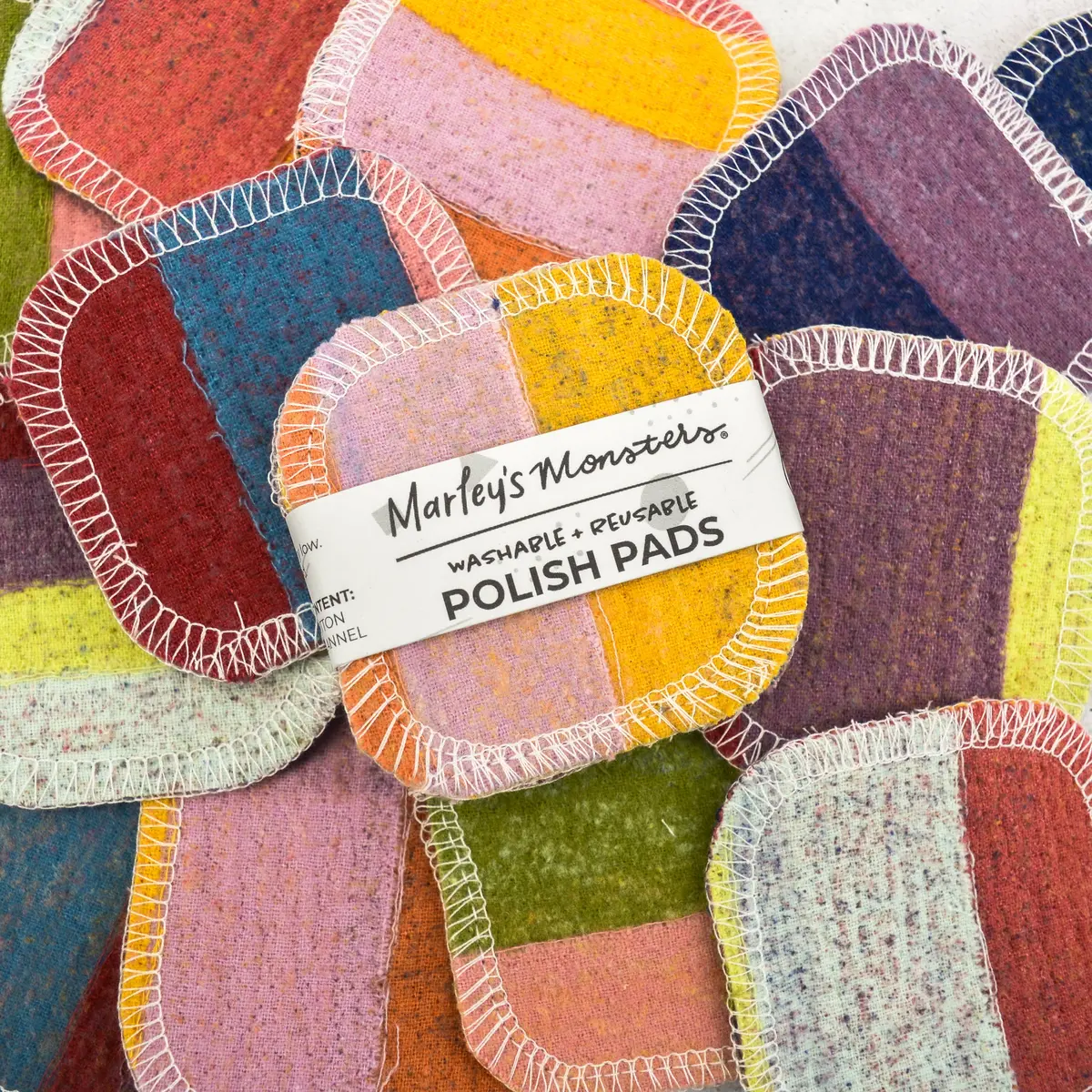 Marley's Monsters Scrap Felt Polish Pads: Set Of 4 - Earthy Rainbow 1